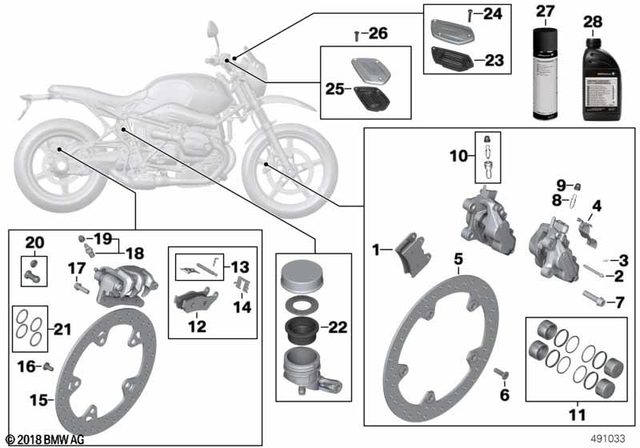 34117696593 - Service and Scope of Repair Work: Set of Brake Pads Front -  for BMW-Motorrad Image