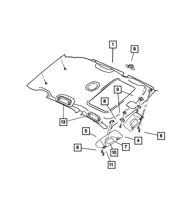ZX25XDBAD - : Illuminated Visor, Left for Chrysler: PT Cruiser Image