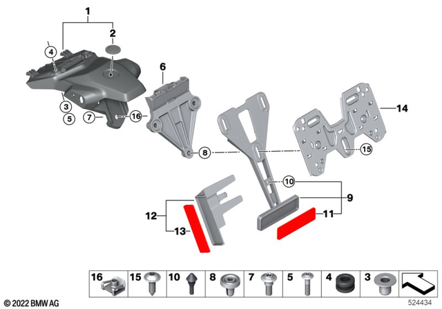 46625A16773 - Frame and Mounting Parts: License-Plate Carrier -  for BMW-Motorrad Image
