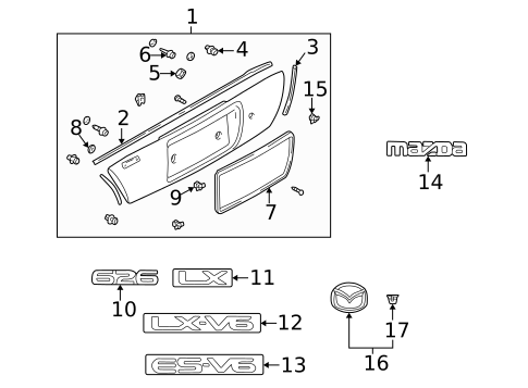 Exterior Trim - Trunk for 1999 Mazda 626 #0