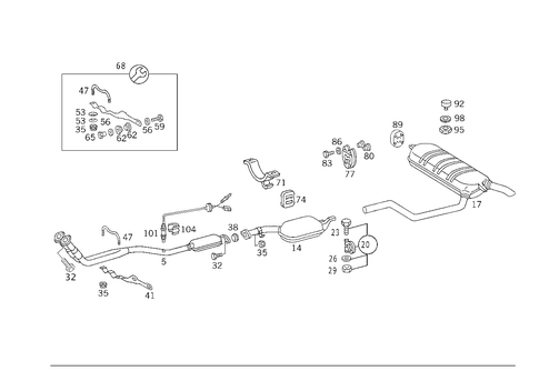 Exhaust System Used on Four-Cylinder Gasoline Vehicles for 1988 Mercedes-Benz 300TE #0