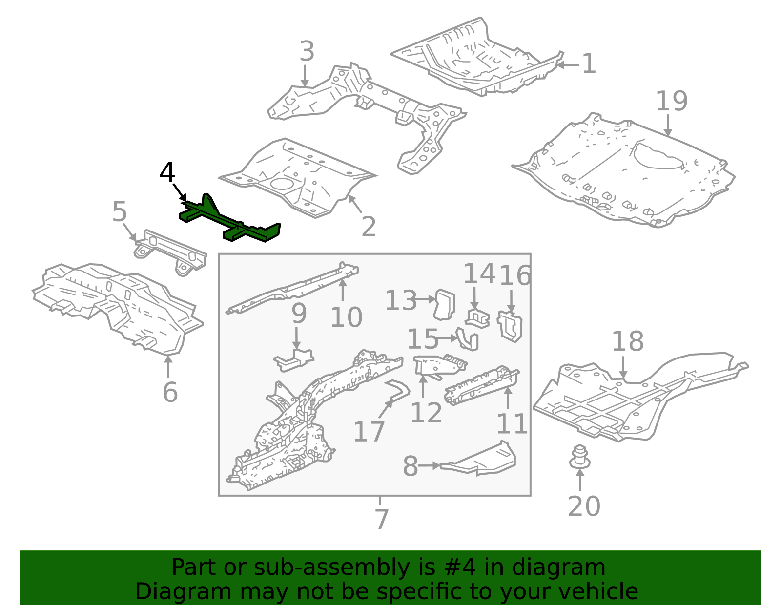 2023-2025 Honda Accord Floor Pan Cross-Member 65750-30A-A00ZZ | OEM ...