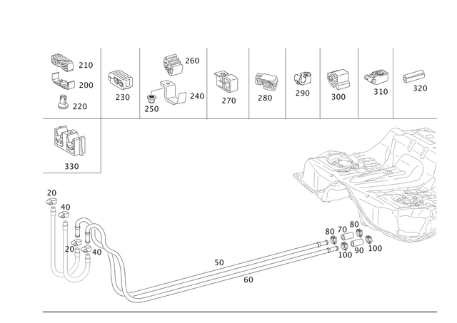 3739 - Fuel System: Hose for Mercedes-Benz: 250, 300S, CL550, CL600, CL63 AMG, CL65 AMG, S350, S400, S500, S550, S600, S63 AMG Image image