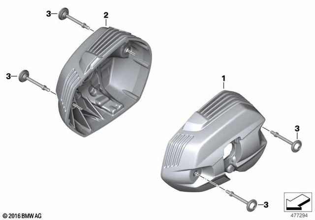 11127723234 - Design: Cylinder Head Cover, Silver, Right for BMW-Motorrad Image