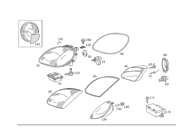 1708201461 - Electrical System: Lamp Unit for Mercedes-Benz: SLK230, SLK320 Image image