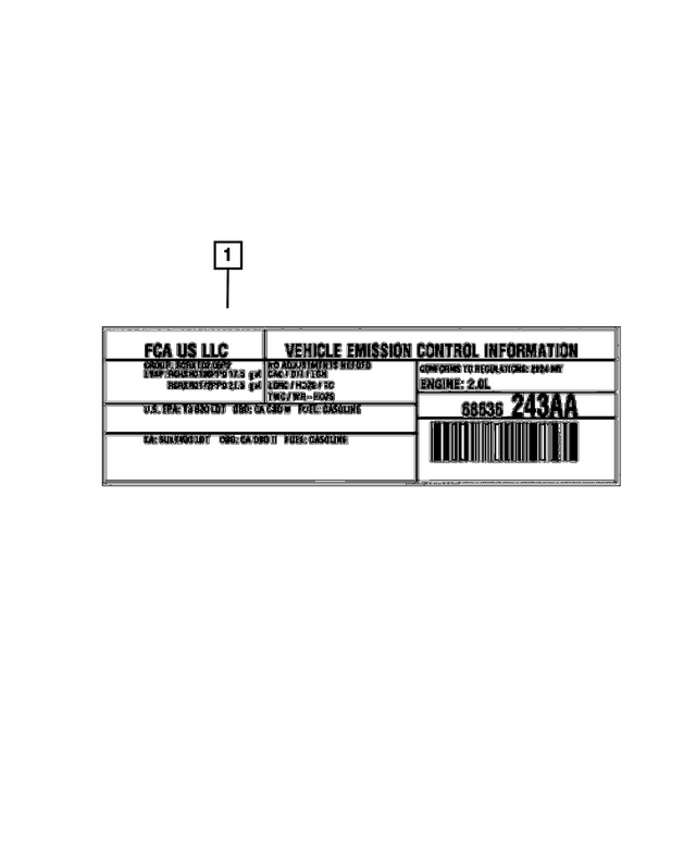 68495576AA - Labels: Vehicle Emission Control Information Label for Mopar Image