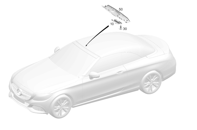 2057700080 - Soft Top: Trim, Header Bow for Mercedes-Benz: C43 AMG, C63 AMG, C63 AMG S Image image