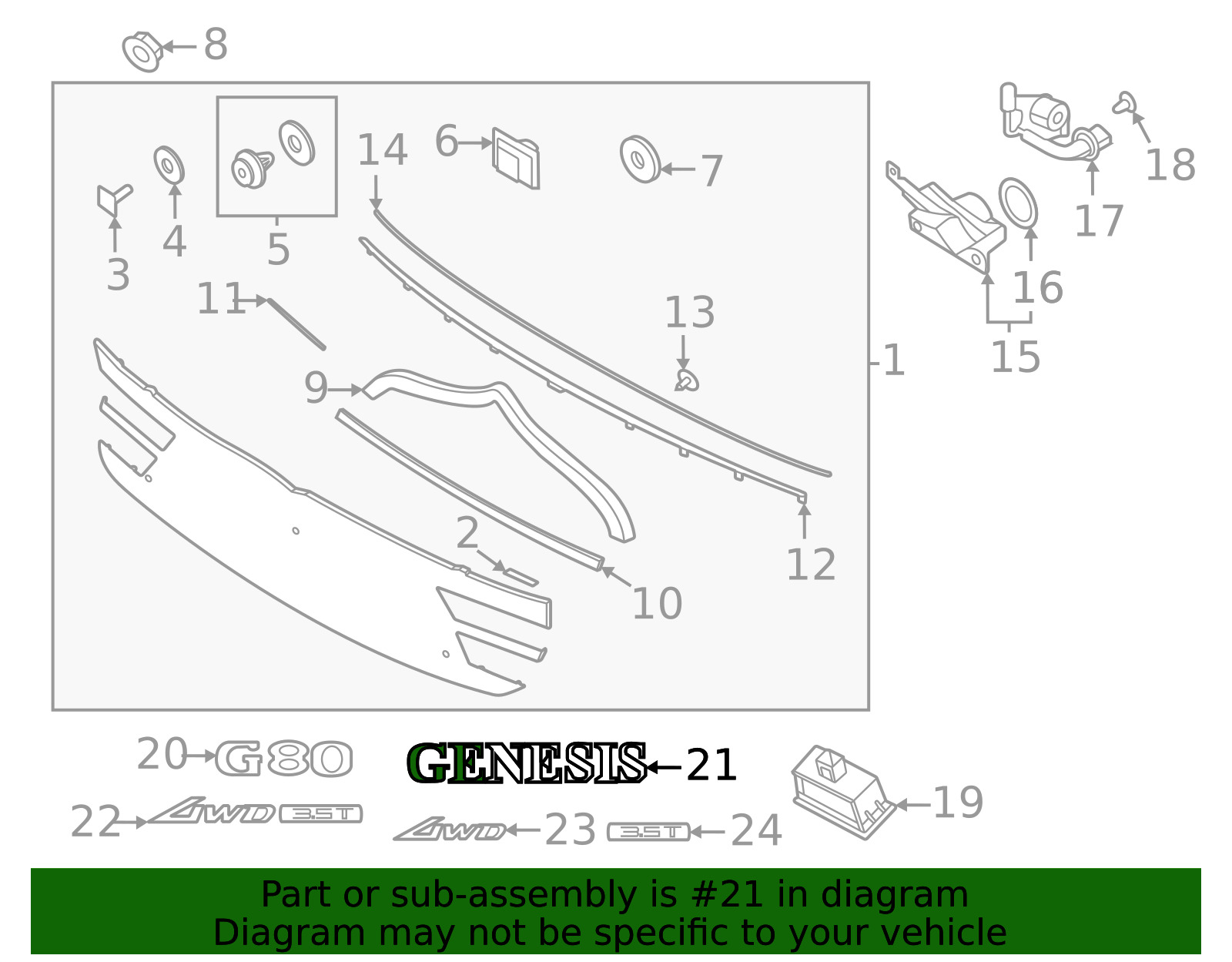 2021-2025 Genesis Nameplate 86311-T1100 | Hyundai Parts Counter