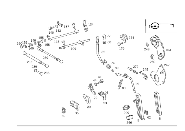 1263000504 - Control: Accelerator Pedal for Mercedes-Benz: 190, 190D, 190E, 200, 200D, 260E, 280E, 280S, 280SE, 280SEL, 300CE, 300D, 300E, 300SE, 300SEL, 300TD, 300TE, 380SE, 380SEC, 380SEL, 400E, 500E, 560SEC, 560SEL, G55 AMG Image image
