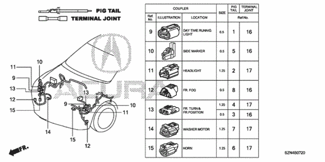 Electrical Connectors (FR.) for 2011 Acura ZDX #0