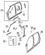 55372805AA - Body Sheet Metal Except Doors: Grab Handle Bracket, Left for Dodge: Ram 1500, Ram 2500, Ram 3500 | Ram: 1500, 1500 Classic, 2500, 3500 Image