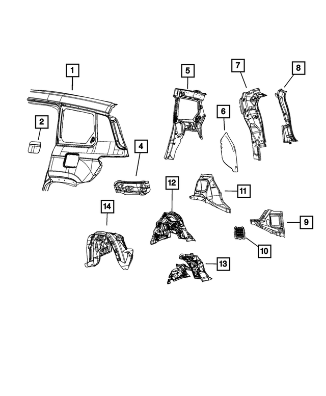 68541876AA - Body Sheet Metal Except Doors: Body Side Aperture Rear Panel, Right for Mopar Image