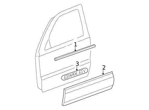 Exterior Trim - Front Door for 2004 Cadillac Escalade ESV #0