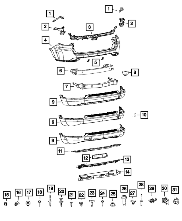 68243701AA - Frame, Bumper and Fascia: Rear Bumper Beam for Mopar Image