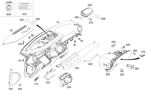 Instrument Panel and Gloves Compartment Box with Passenger Air Bag for 2020 Mercedes-Benz CLS53 AMG #0