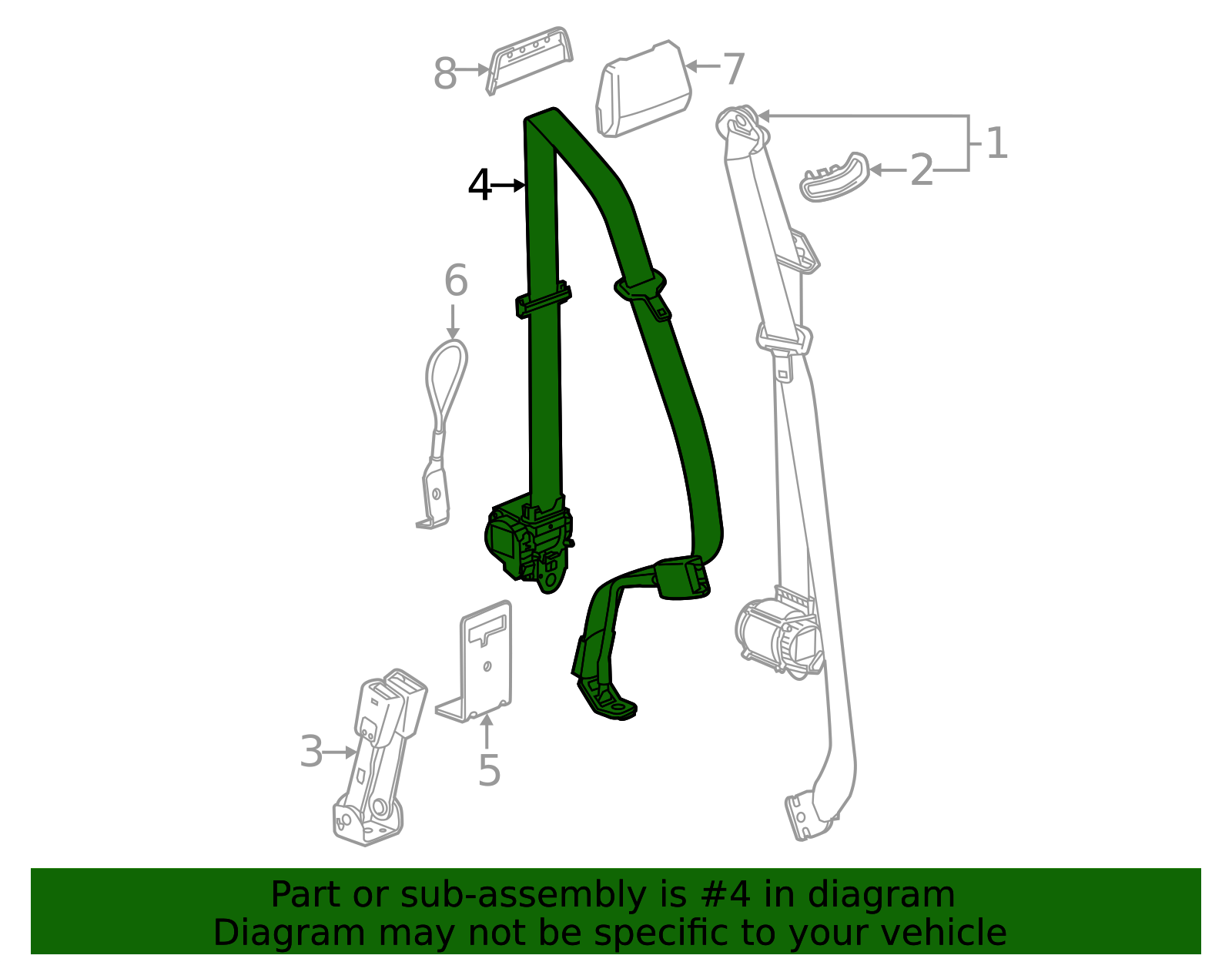 Chevrolet Silverado seat belt retractor 2018 rear right side assy OEM