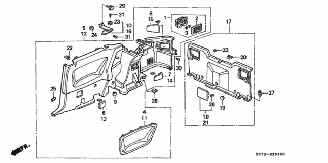 Rear Side Lining for 1992 Acura Integra #0