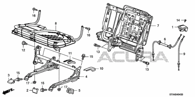 Middle Seat Components (L.) for 2012 Acura MDX #0