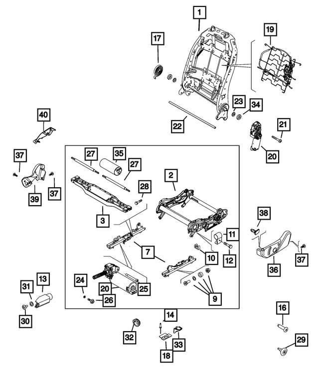 68472071AA - Interior Trim: Front Seat Back Frame, Right for Mopar Image