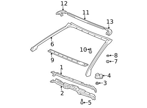 Windshield Header & Components for 2000 Toyota Solara #0