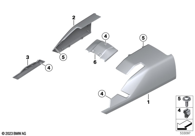 46637105283 - Frame and Mounting Parts: Cover Center Tunnel Left - Rohteil/blank for BMW-Motorrad Image
