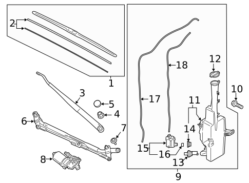Wiper & Washer Components for 1998 Hyundai Accent #1