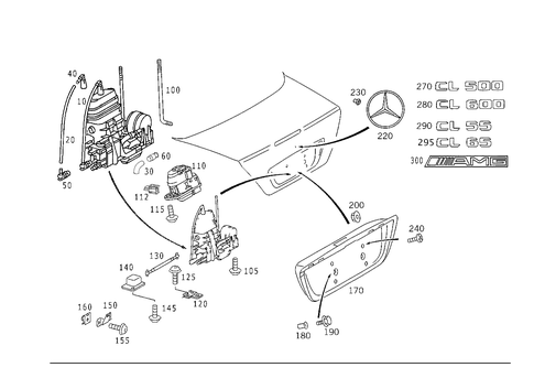 Rear Lid Latch-Type Lock, Rear Lid Attachment Parts for 2006 Mercedes-Benz CL500 #0