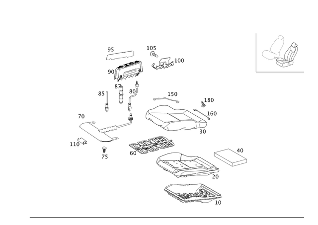 2049100350 - Driver Seat: Padding for Mercedes-Benz: C250, C300, C350 Image image