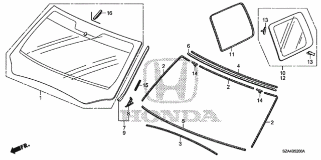 Front Windshield - Quarter Glass for 2012 Honda Pilot #0