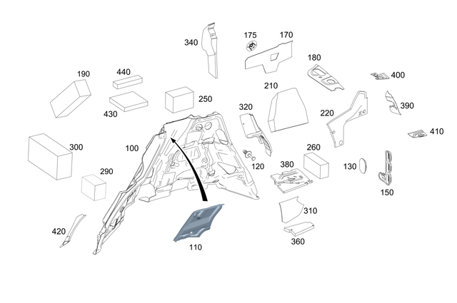 1676820202 - Panelling: Dampening, Wheel Arch for Mercedes-Benz: GLS450, GLS580, GLS63 AMG, Maybach GLS600 Image image