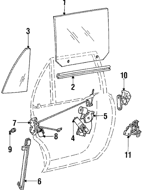 Glass - Rear Door for 1988 Chrysler Fifth Avenue #0