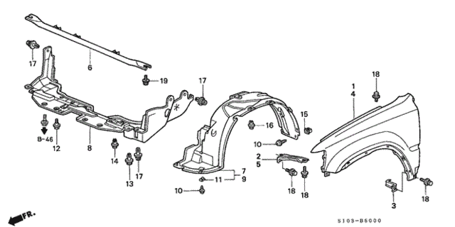 Front Fender for 1997 Honda CR-V #0