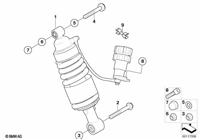 33537729297 - Rear Axle, Rear-Wheel Drive, Suspension: Spring Strut, Rear -  for BMW-Motorrad Image image