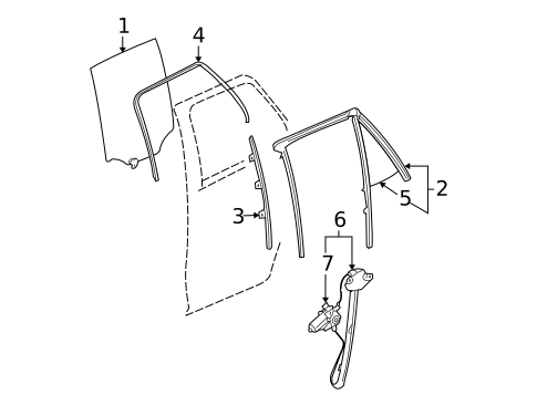 Glass - Rear Door for 2007 Saturn Vue #0