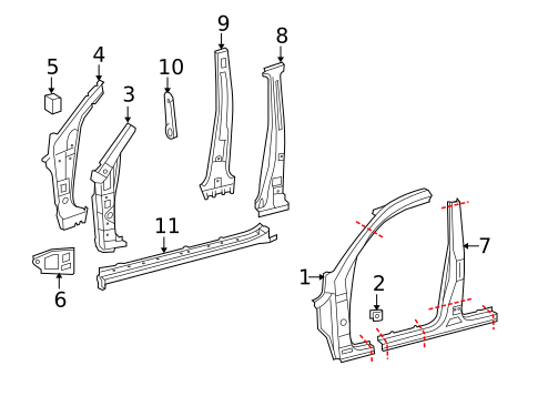 Center Pillar & Rocker for 2017 Lexus GX460 #0