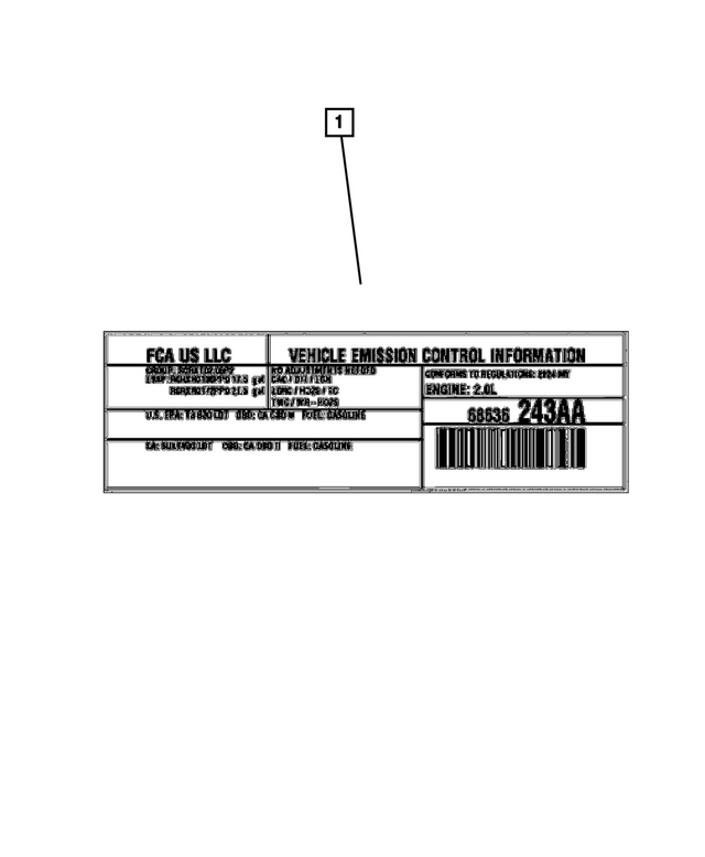 68495612AA - Labels: Vehicle Emission Control Information Label for Mopar Image
