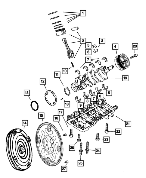 Crankshaft, Pistons and Torque Converter for 2007 Jeep Commander #0