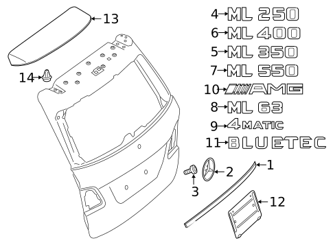 Exterior Trim - Lift Gate for 2014 Mercedes-Benz ML63 AMG #0