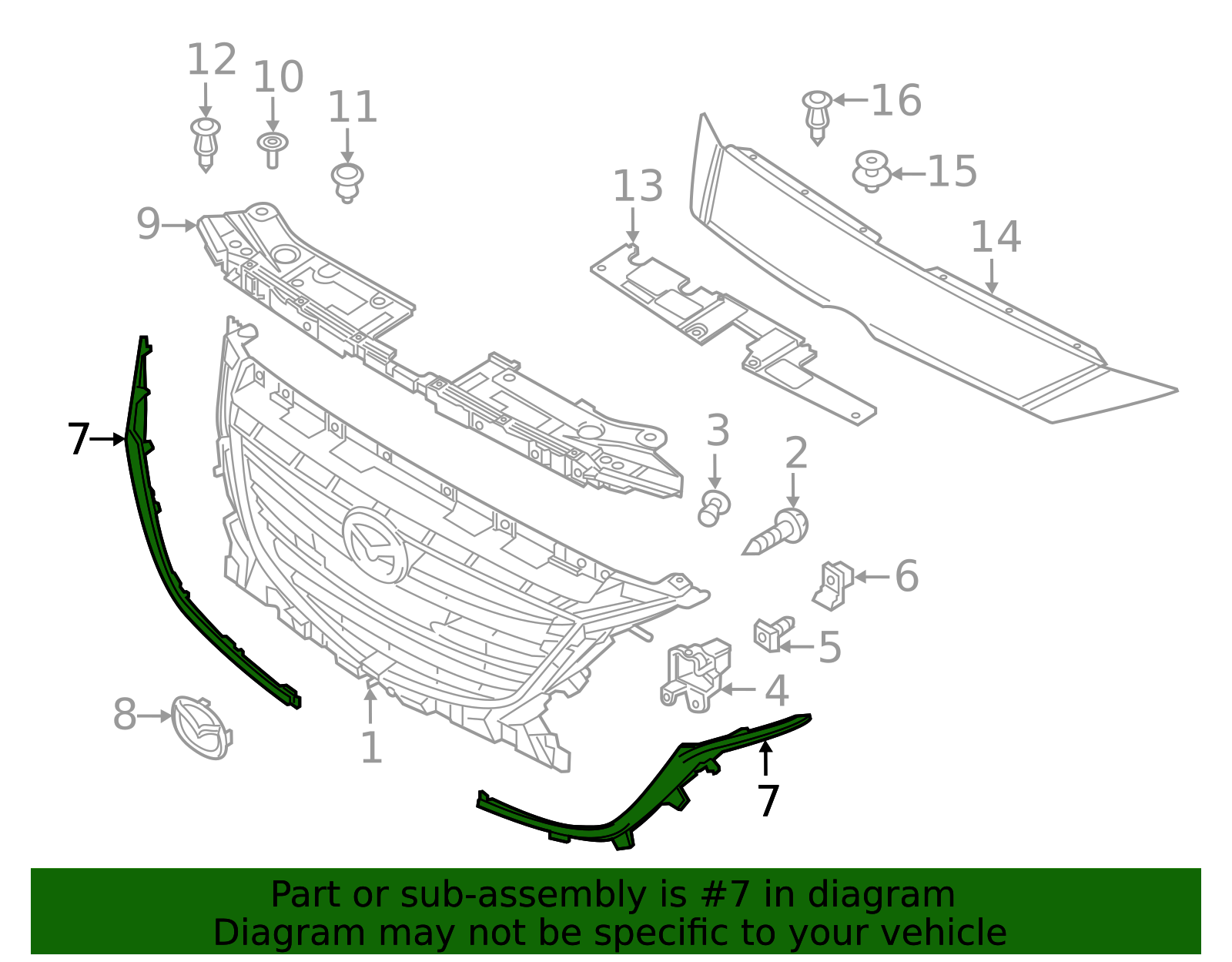 BHN1-50-7K1A - Grille Molding 2014-2016 Mazda 3 | Mazda-Parts