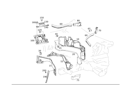 Engine Compartment Partition Panel, Wheelhouse Attachment Parts for 2003 Mercedes-Benz C32 AMG #0