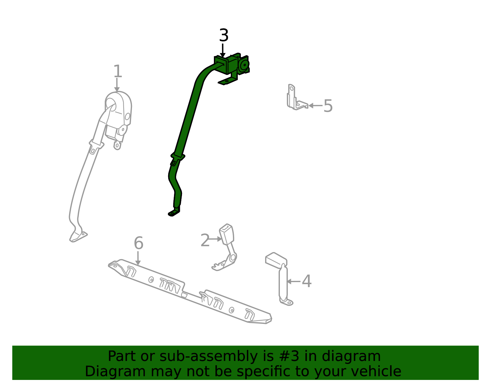 89026921 - Light Titanium Rear Center Seat Blt with Retractor Find ...