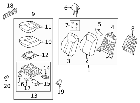 Passenger Seat Components for 2012 Hyundai Azera #0