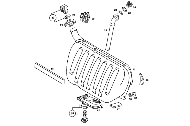 2014704201 - Fuel System: Fuel Tank for Mercedes-Benz: 190, 190D, 190E Image image