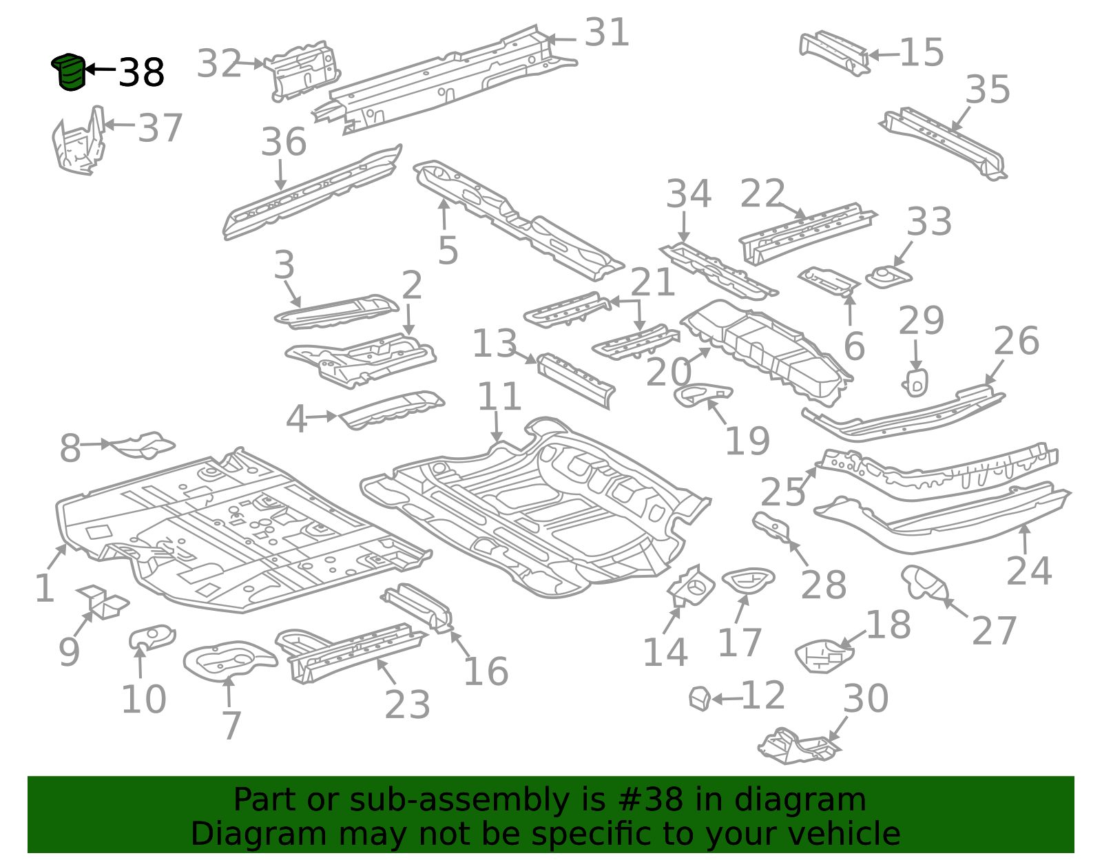 2006-2007 Toyota Highlander Torque Box Reinforcement 57173-48020 ...