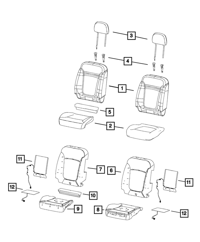 5ZV13LXHAA - Interior Trim: Front Seat Cushion Cover, Left for Mopar Image