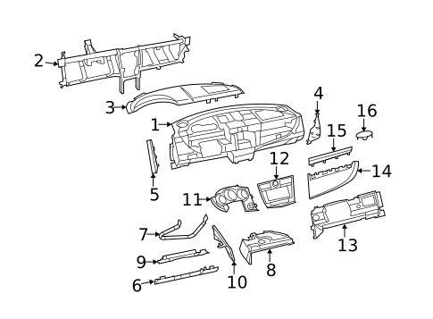 Instrument Panel Components for 2010 Chrysler Sebring #1