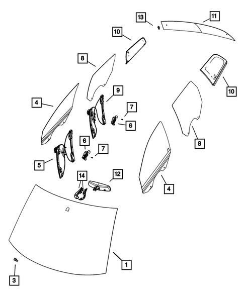 Glass and Interior Rear View Mirror for 2011 Dodge Journey #0