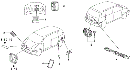 Emblems - Caution Labels for 1998 Honda Odyssey #0