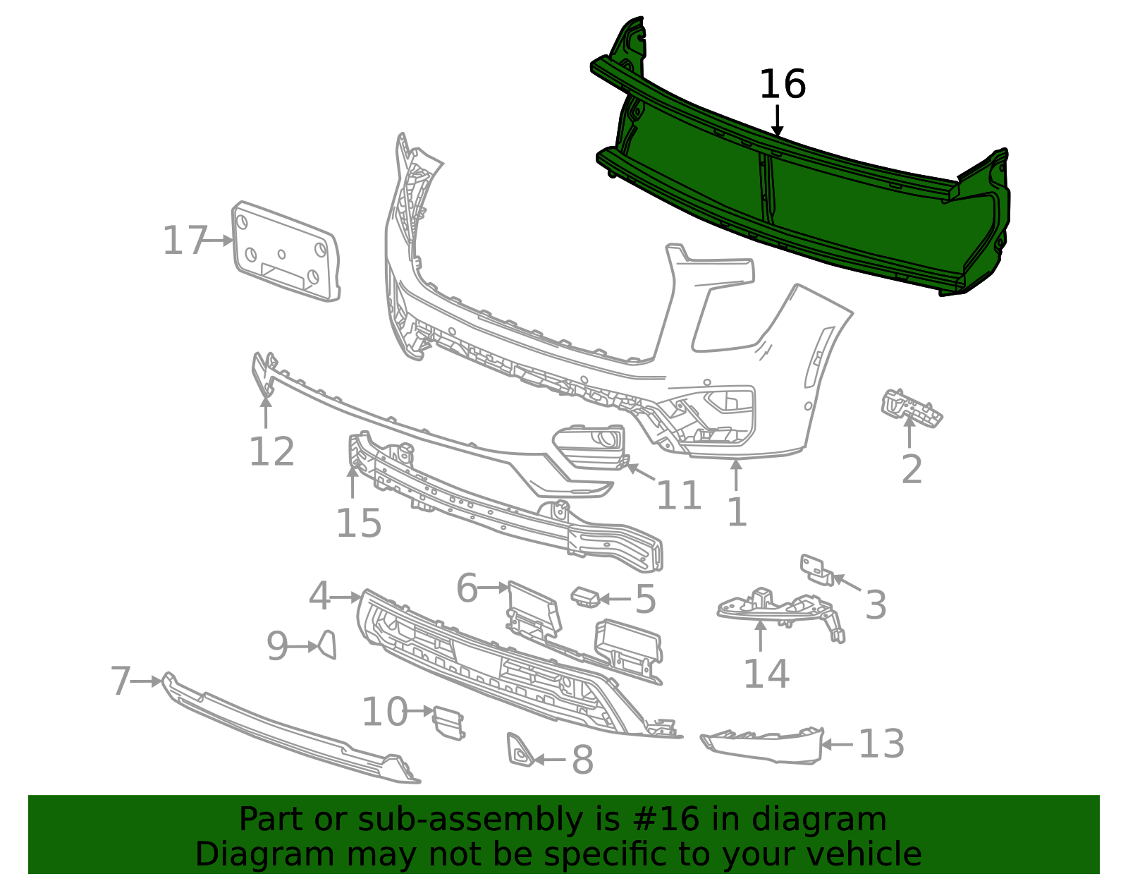 2021-2026 GM Front Bumper Fascia Upper Stiffener 84664455 | OEM Parts ...