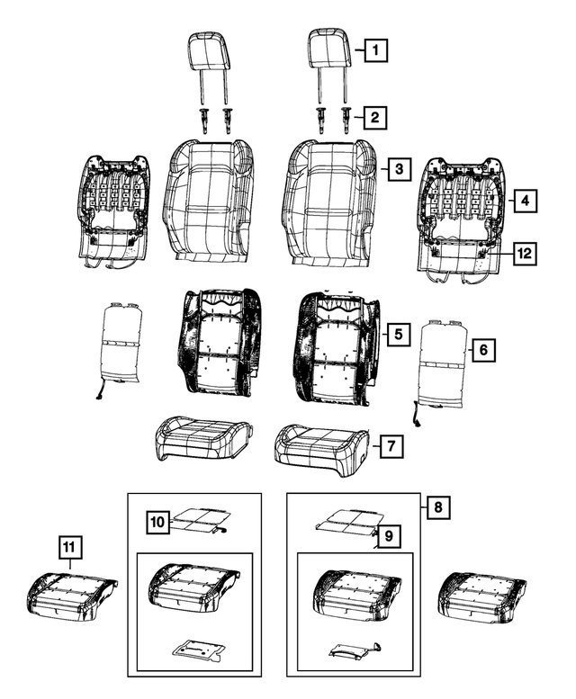 68281995AE - Interior Trim: Front Seat Back Foam, Left for Mopar Image image
